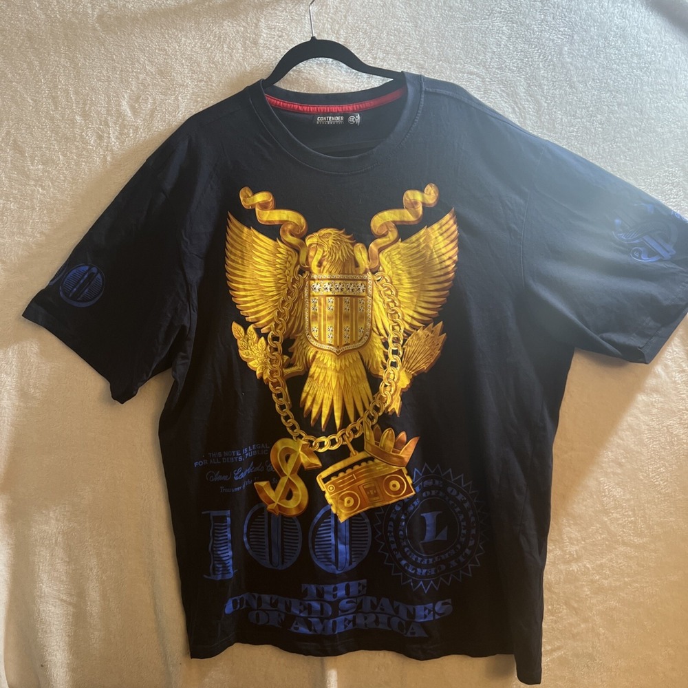 CONTENDER MCMLXXXVIII Men's  4XL Navy T-shirt Eagle Chain Money USA